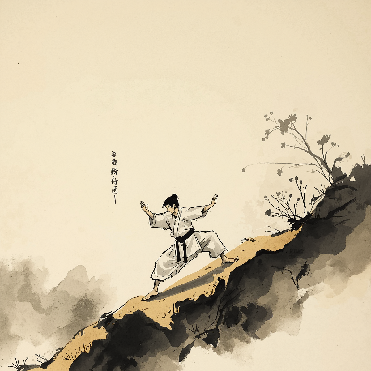 Peinture Sumi-e Karate - La Voie de la Persévérance